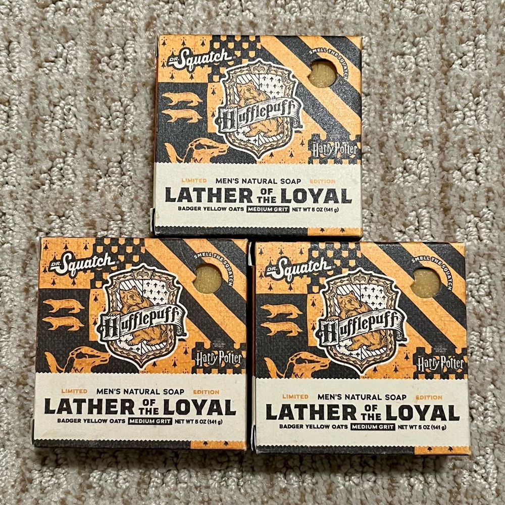 3 Dr Squatch Limited Edition Lather Of The Loyal Harry Potter Hufflepuff Soaps